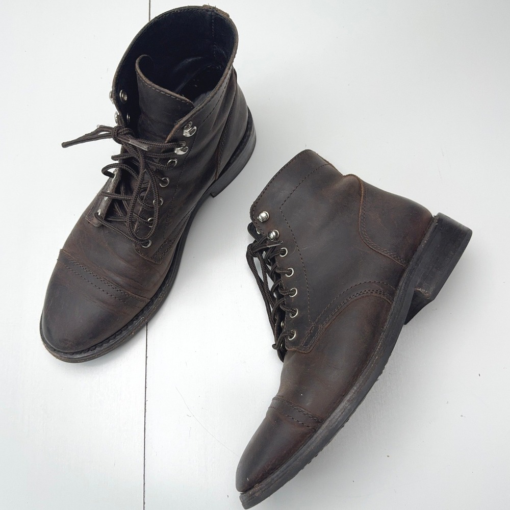 Thursday Boot Co Captain Brown Leather Lace Up Cap Toe Boots Mens 10 US